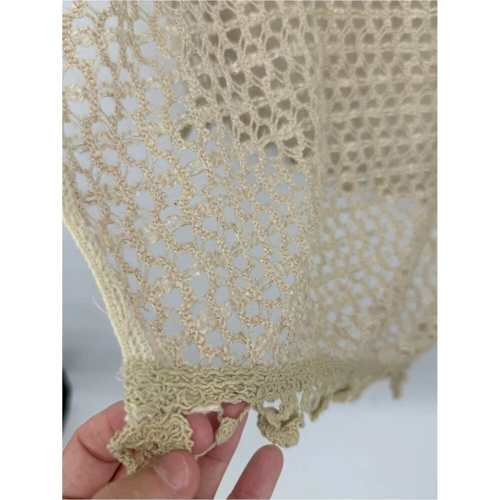 Unbranded Open Knit Crochet Scarf Accessory Boho Wrap Beige Coastal